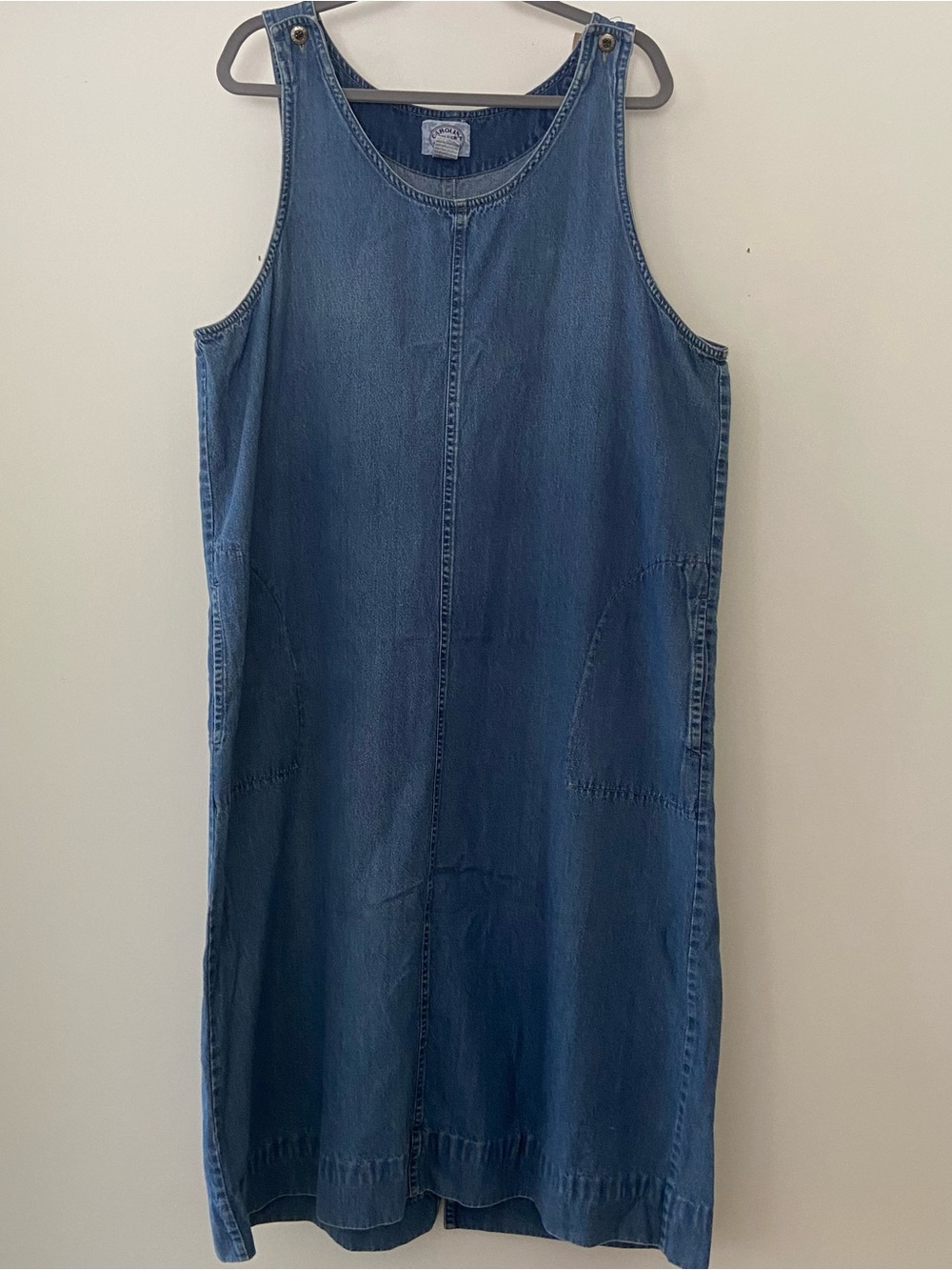 Carolina Blues Women’s Denim Jumper Maxi Dress Size 18 Pockets Country Modest